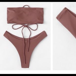 Lace up Plain Bikini Set